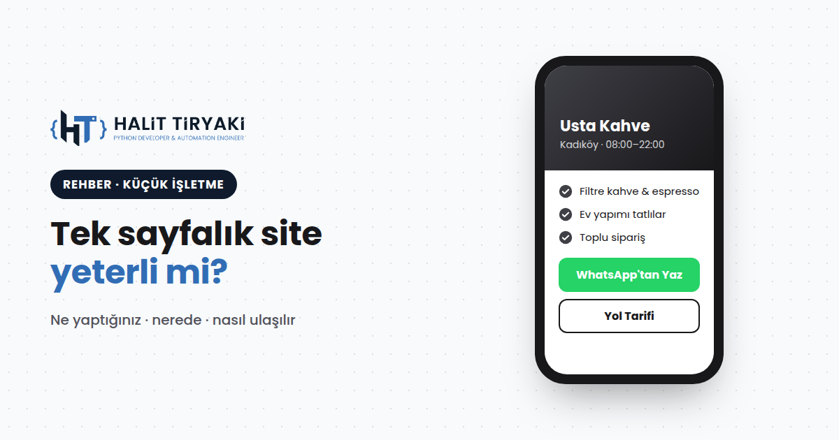 Küçük işletme için tek sayfalık site yeterli mi?